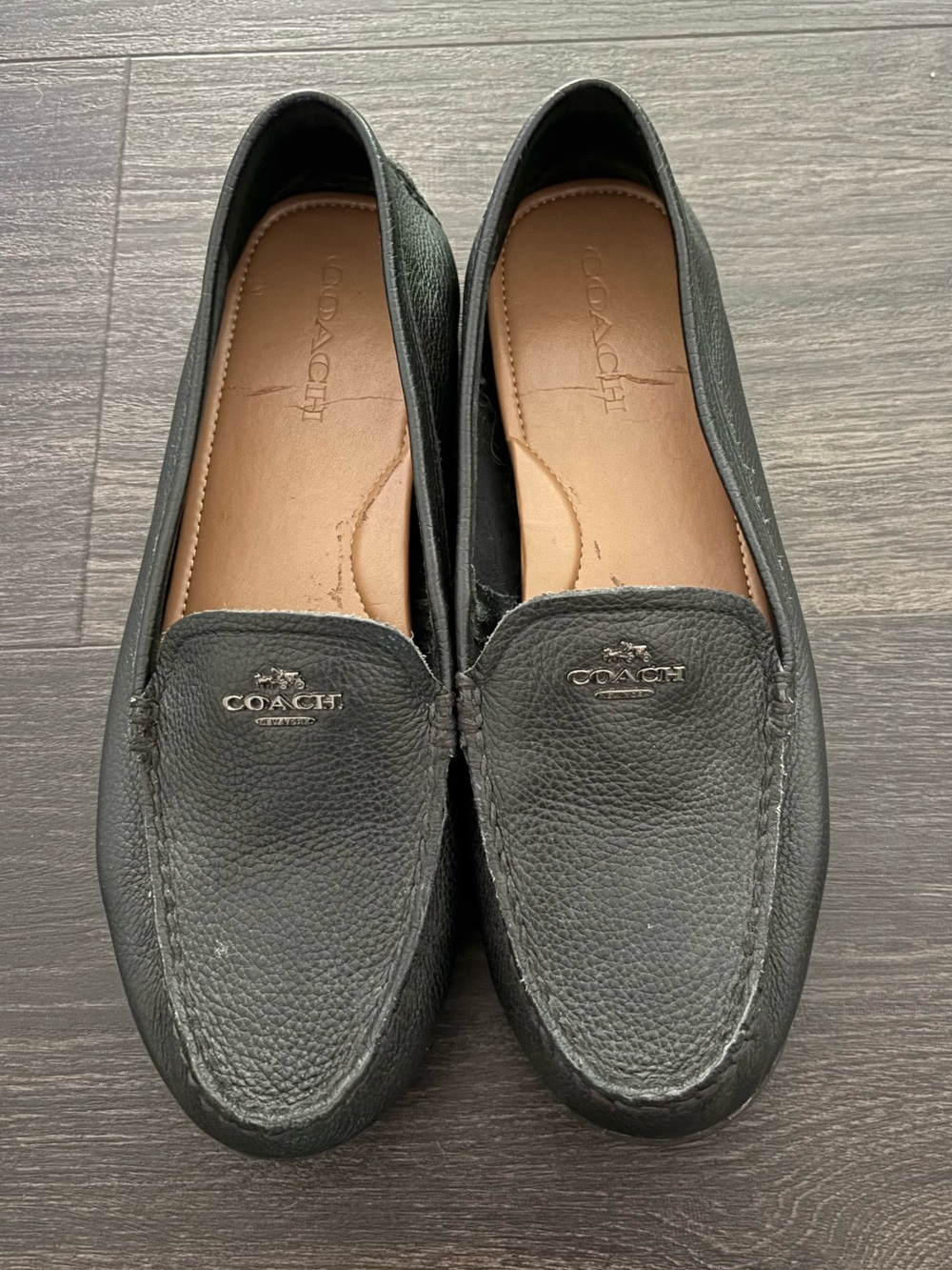 Coach Womens Mary Lock Up Driving Loafers Size 10 B Black Pebbled Grain Leather